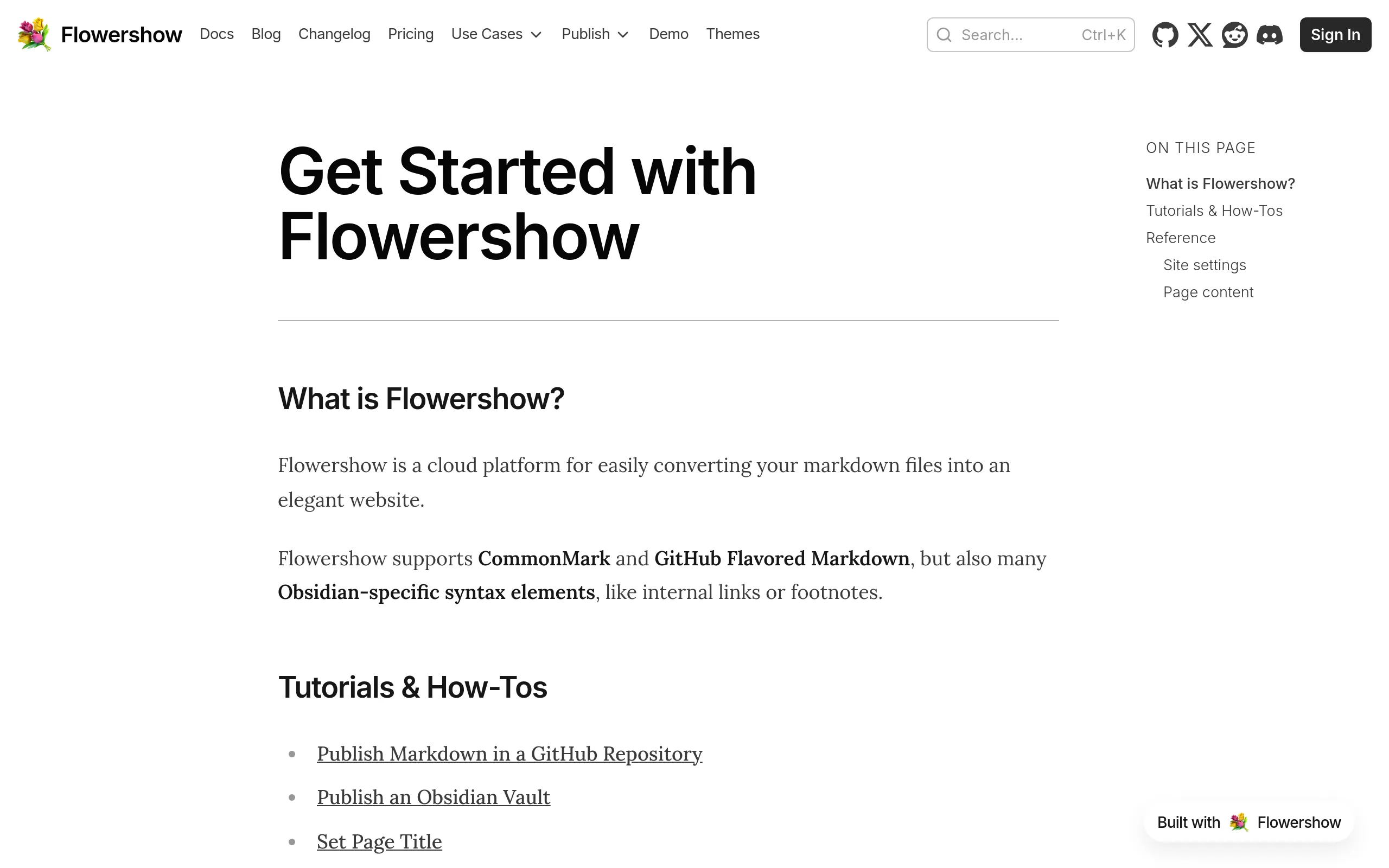 Flowershow docs with sidebar